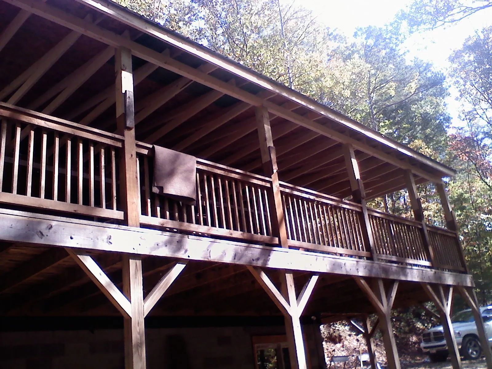 Timber framing under a new elevated porch and deck — Roof Leak Repair in Dawsonville by Roofing Brothers